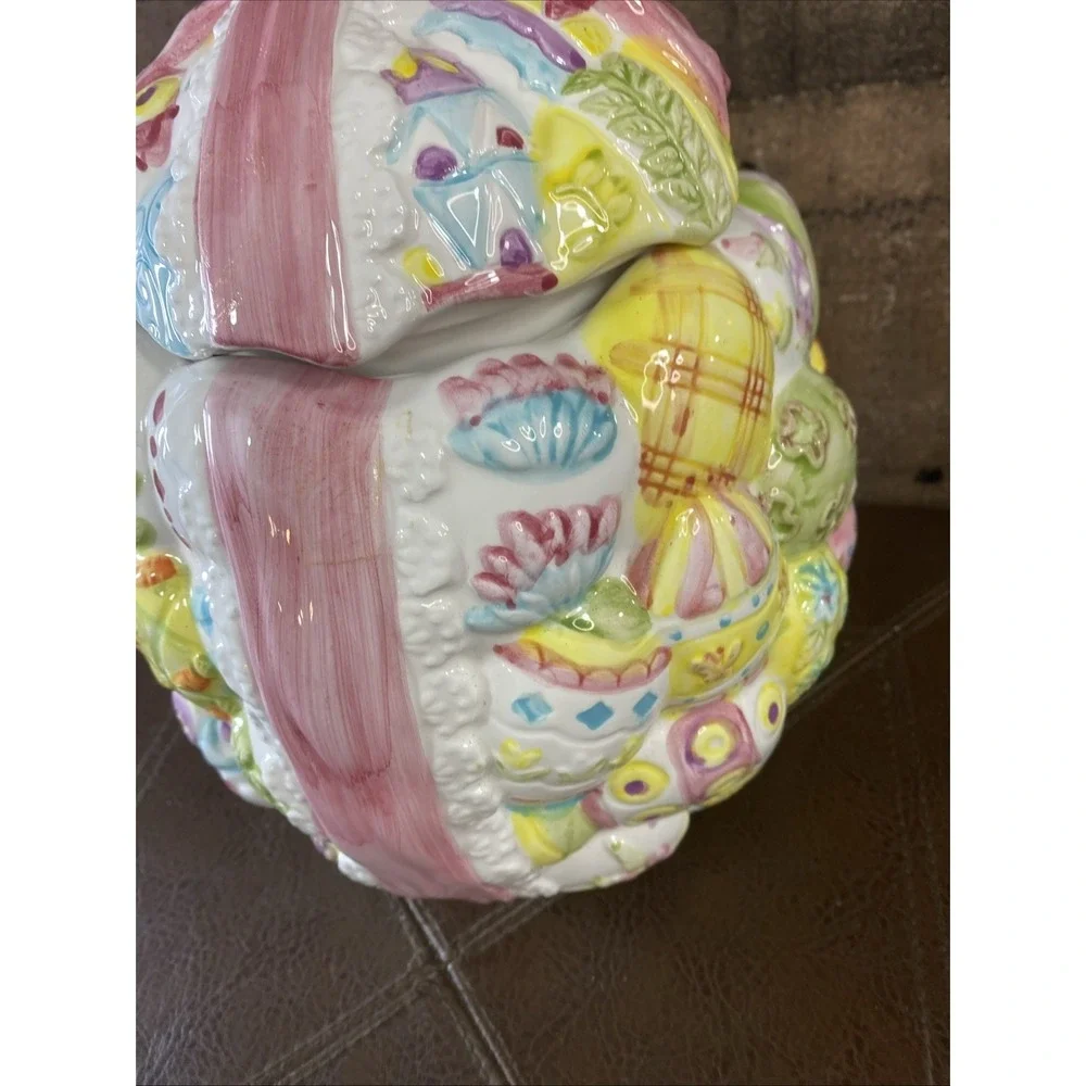 PBC International 3D‎ Easter Egg Cookie Jar Vintage Holiday Ribbon Bow 8x10